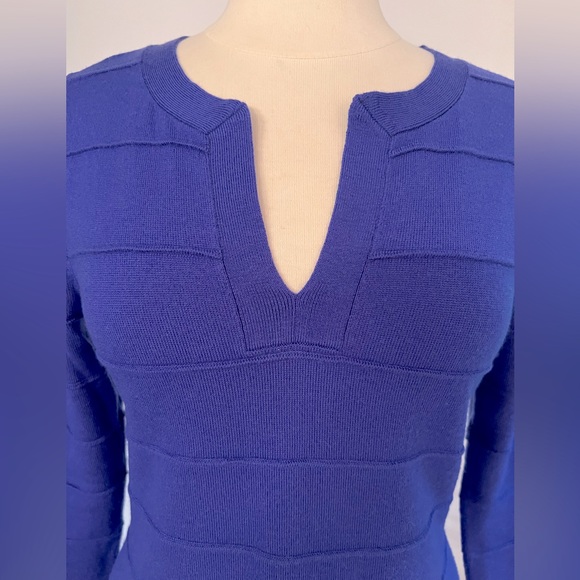 Antonio Melani Fine Merino Wool 3/4 Sleeves Purple Sweater Dress M - Picture 2 of 10